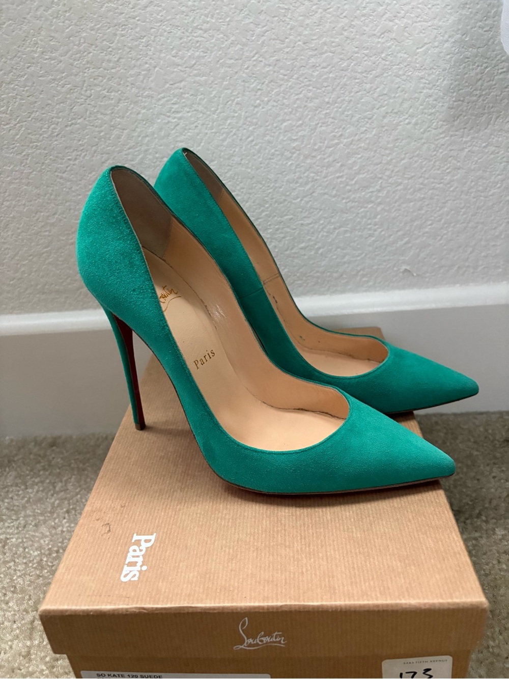 Christian Louboutin Emerald Suede Pointed-Toe Pumps Size 40 US 10